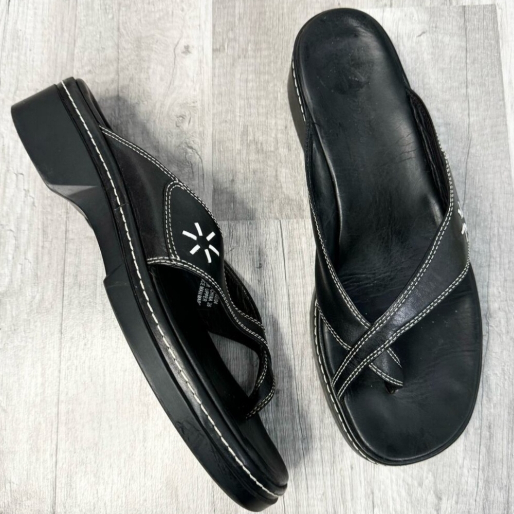 Vintage Y2K Black Chucky Sandals Leather Black Size 11
